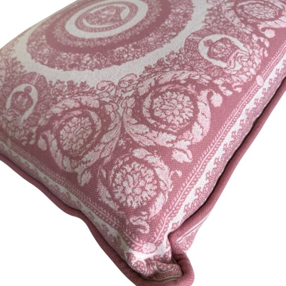Versace Medusa Print Wool/Cashmere Pink Pillow Cushion, large, New Made in Italy - Picture 10 of 12